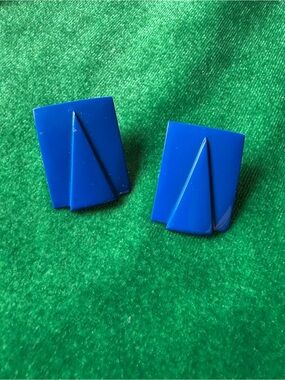 Geometric Blue Post Earrings